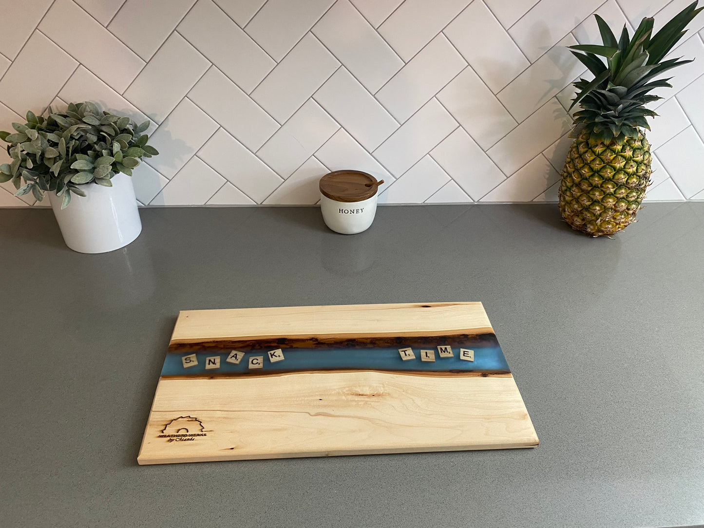 Pine and Epoxy "Snack Time" Cutting Board